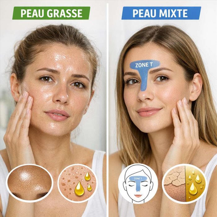 Peau grasse ou peau mixte : différences et signes à connaître
