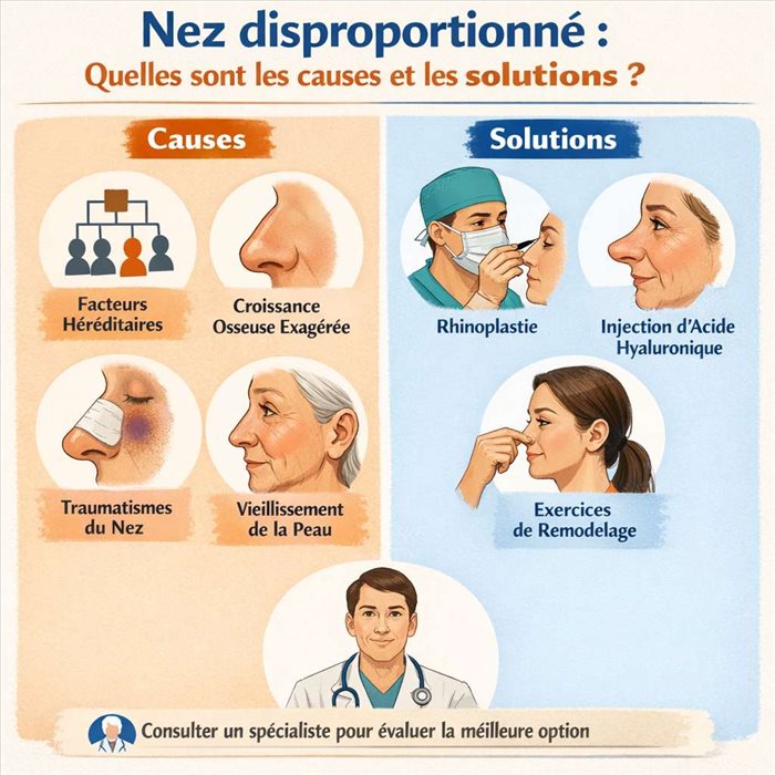 Nez disproportionné : causes et solutions pour le profil